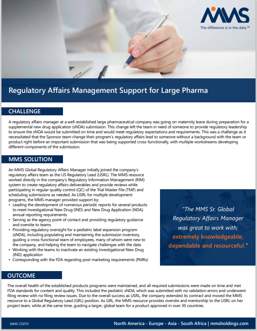  Regulatory affairs management - case study 
